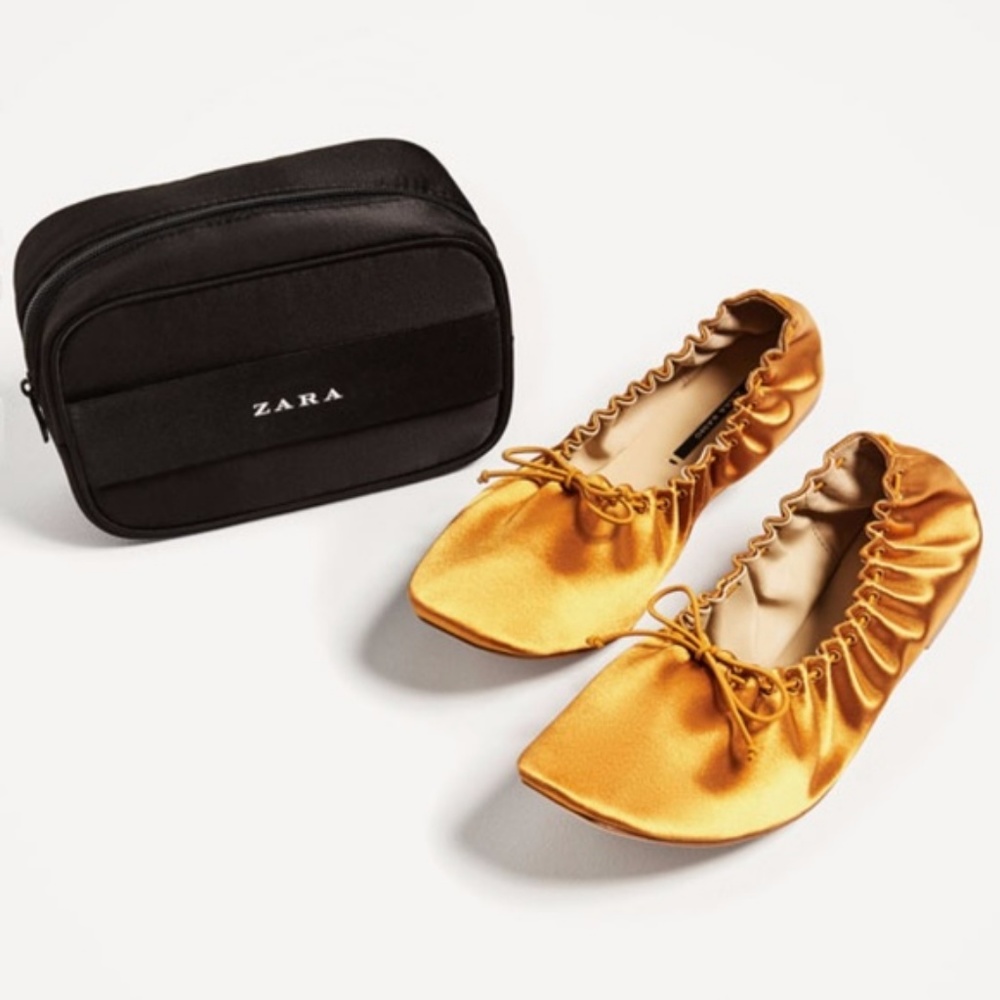 Zara Flat Sateen Ballerinas 7.5 / 38 2810 NWT